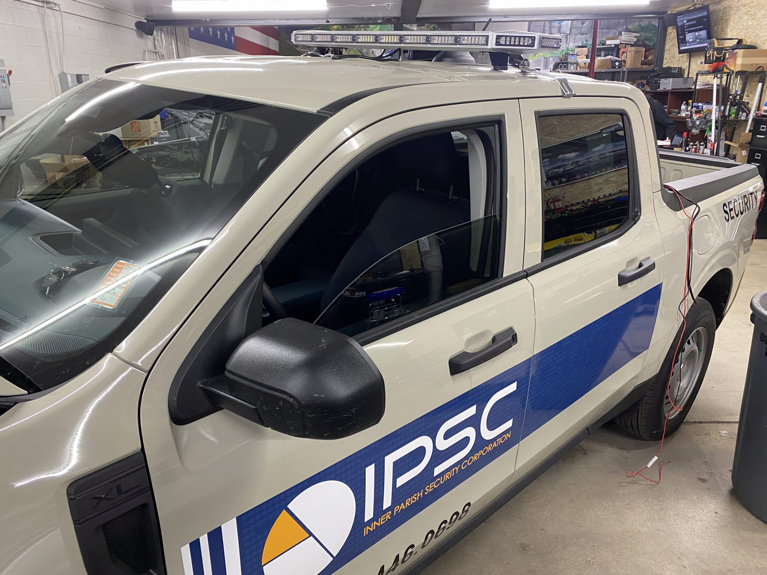 Fleet vehicle in shop