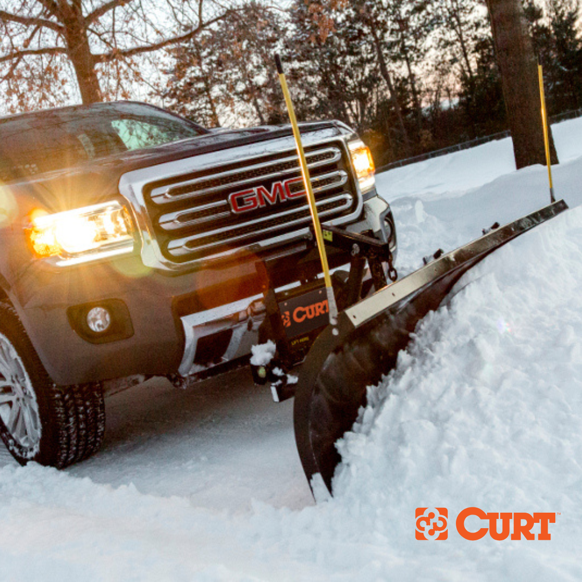 Snow plow installation on work trucks