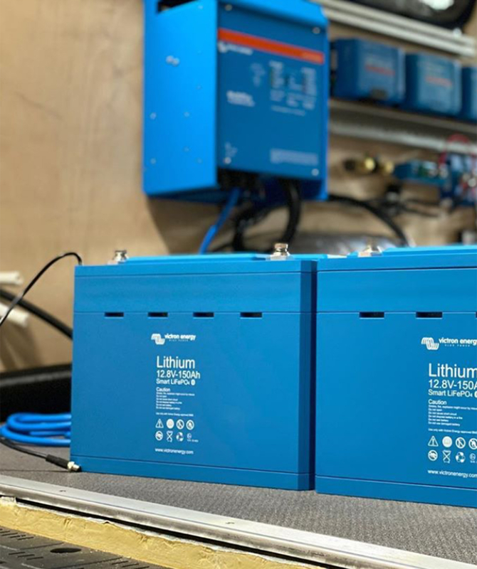 Power management auxiliary battery systems dual battery inverters power distribution